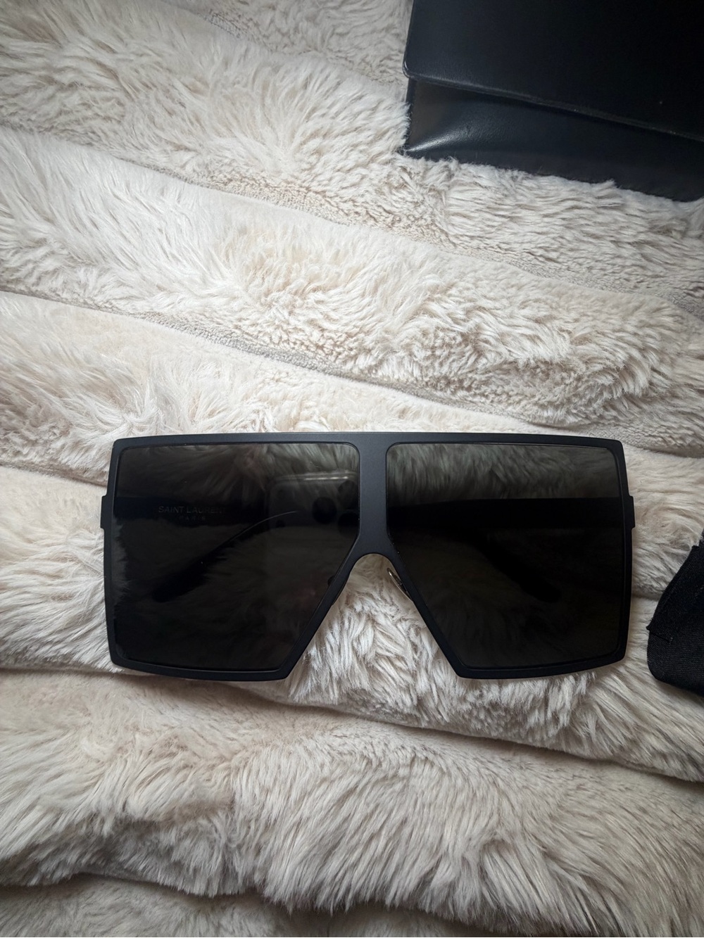 Oversized Saint Laurent Matte Black Shield Sunglasses